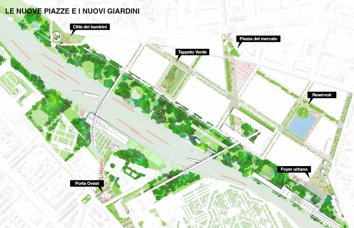 Piazze e giardini del nuovo quartiere Farini